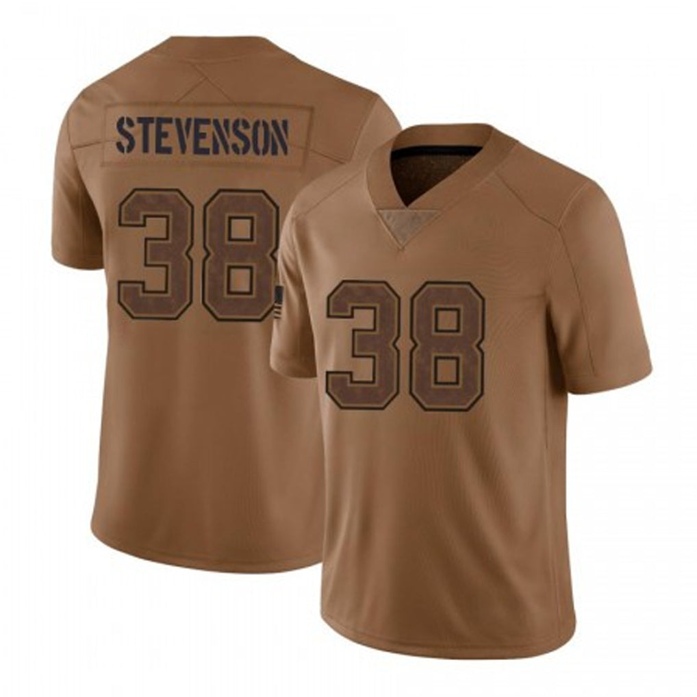Tlead NE.Patriots #38 Rhamondre Stevenson Player Brown Salute To Service Limited Stitched Jerseys