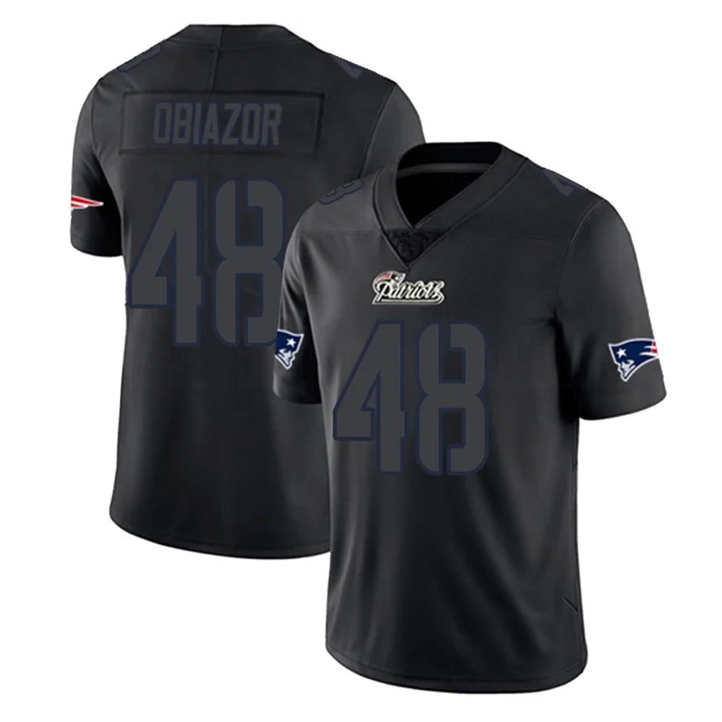 Tlead NE.Patriots #48 Namdi Obiazor Player Black Impact LImited Home Game Stitched Jerseys