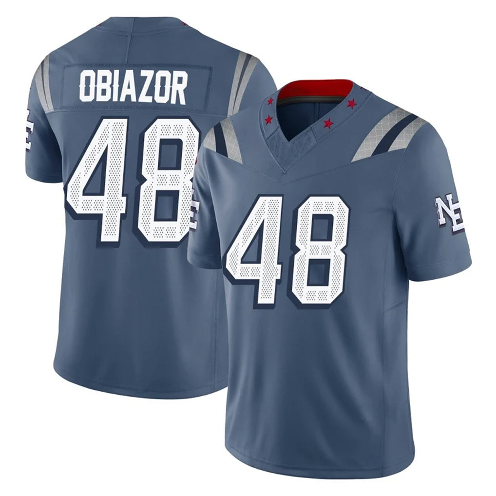 Tlead NE.Patriots #48 Namdi Obiazor Player Blue Limited Rivalries Collection Home Game Stitched Jerseys