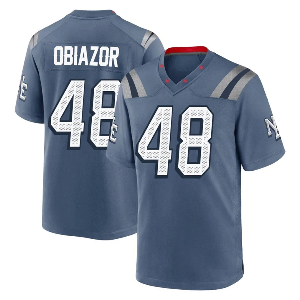 Tlead NE.Patriots #48 Namdi Obiazor Player Blue Rivalries Collection Home Game Stitched Jerseys