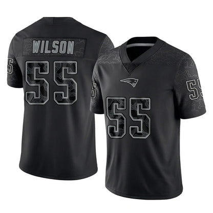 Tlead NE.Patriots #55 Jared Wilson Player Black Reflective LImited Home Game Stitched Jerseys
