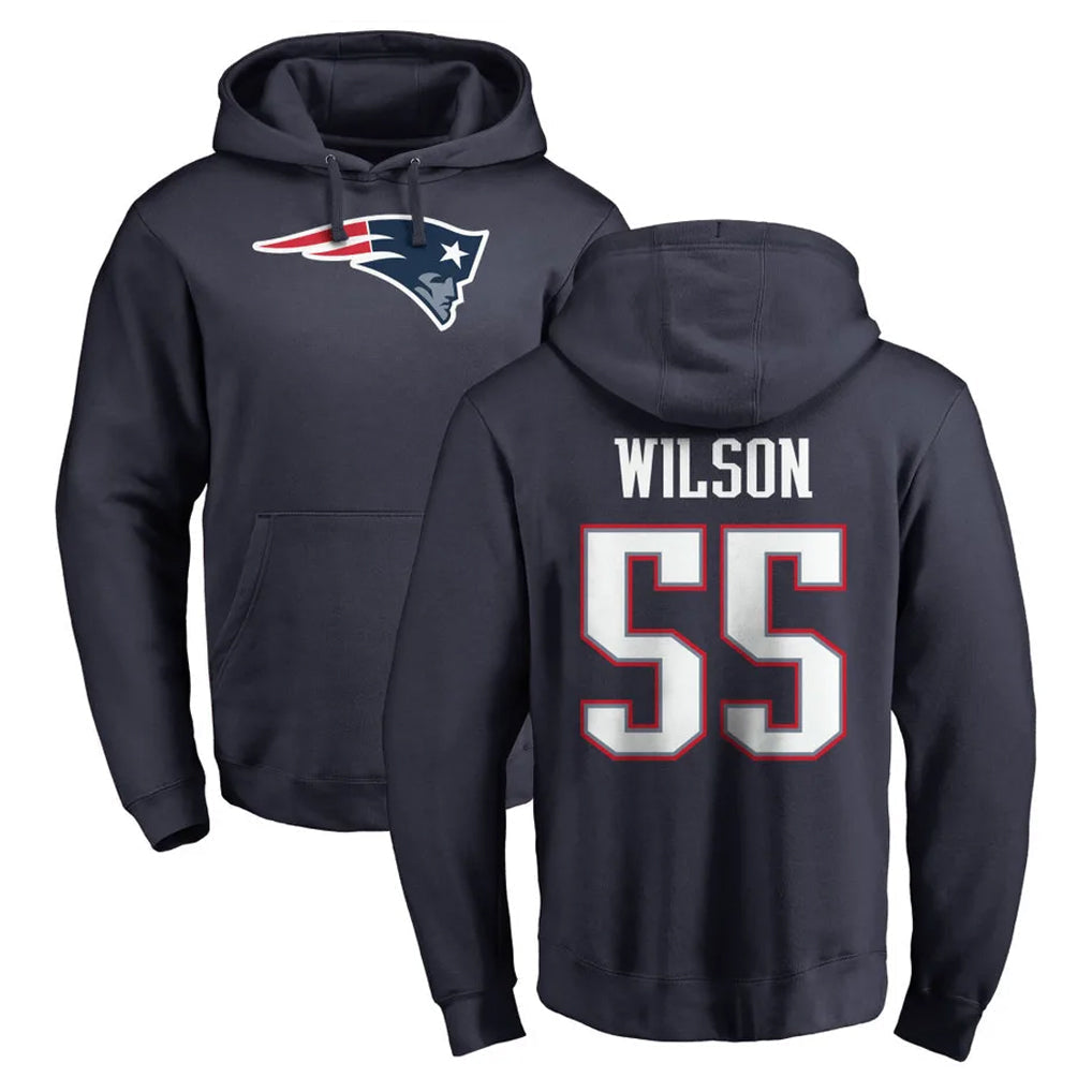 Tlead NE.Patriots #55 Jared Wilson Player Navy LOGO Pullover Hoodies Home Game Stitched Jerseys