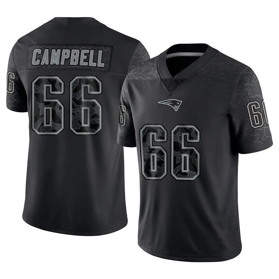 Tlead NE.Patriots #66 Will Campbell Player Black Reflective Limited Stitched Jerseys
