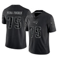 Tlead NE.Patriots #75 Alijah Vera-Tucker Player Black Reflective LImited Home Game Stitched Jerseys