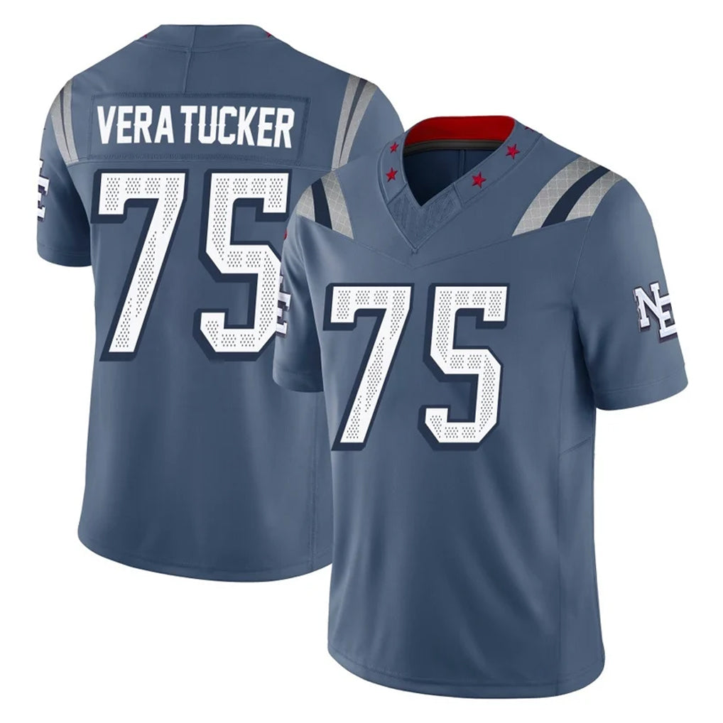 Tlead NE.Patriots #75 Alijah Vera-Tucker Player Blue Limited Rivalries Collection Home Game Stitched Jerseys
