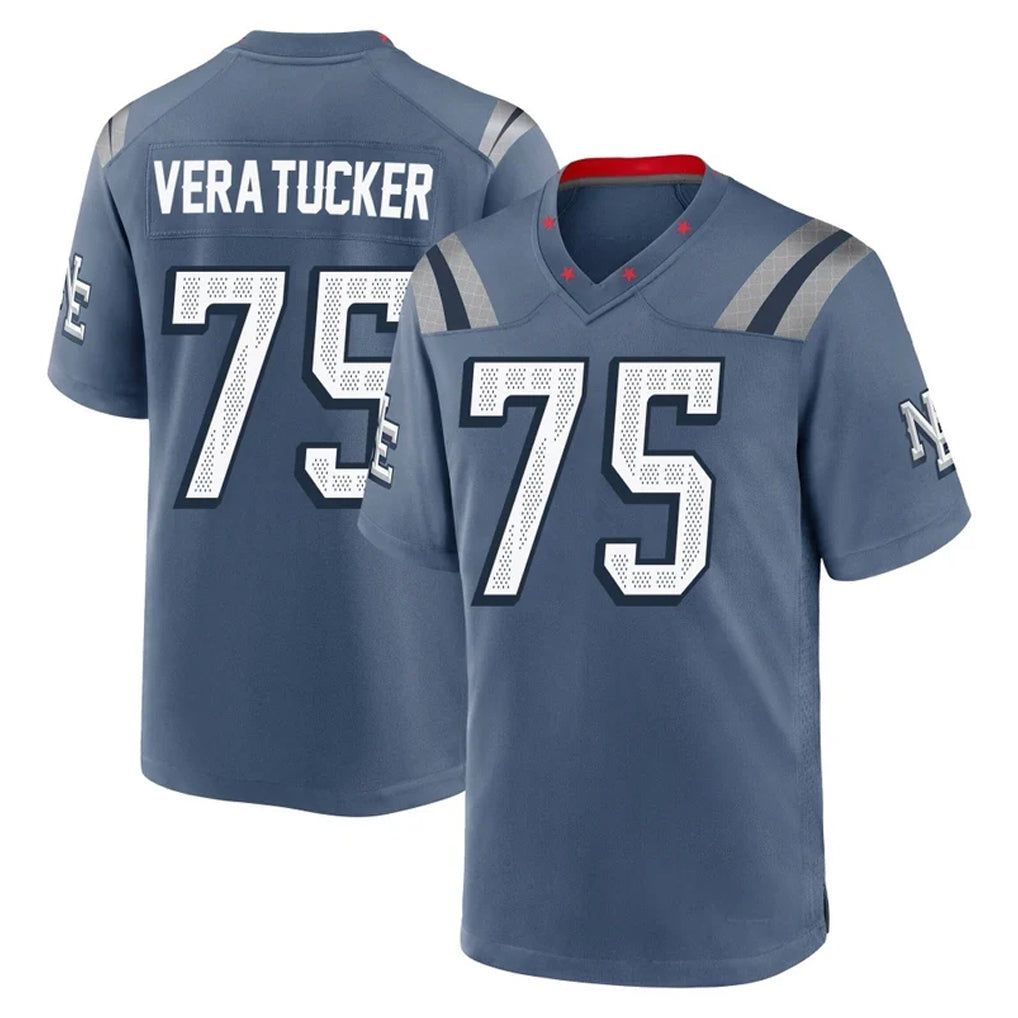 Tlead NE.Patriots #75 Alijah Vera-Tucker Player Blue Rivalries Collection Home Game Stitched Jerseys