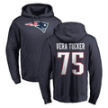Tlead NE.Patriots #75 Alijah Vera-Tucker Player Navy LOGO Pullover Hoodies Home Game Stitched Jerseys