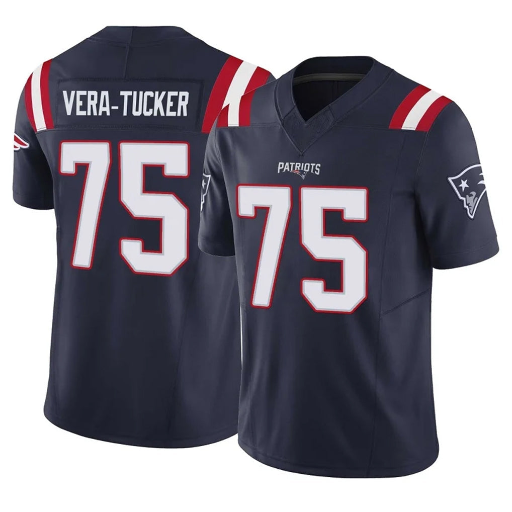 Tlead NE.Patriots #75 Alijah Vera-Tucker Player Navy Limited Vapor F.U.S.E. Home Game Stitched Jerseys