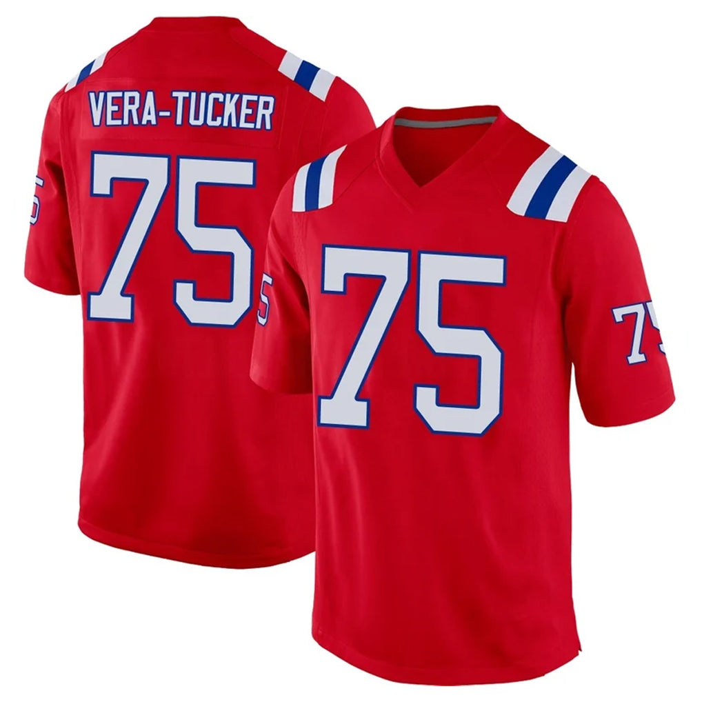 Tlead NE.Patriots #75 Alijah Vera-Tucker Player Red Home Game Stitched Jerseys