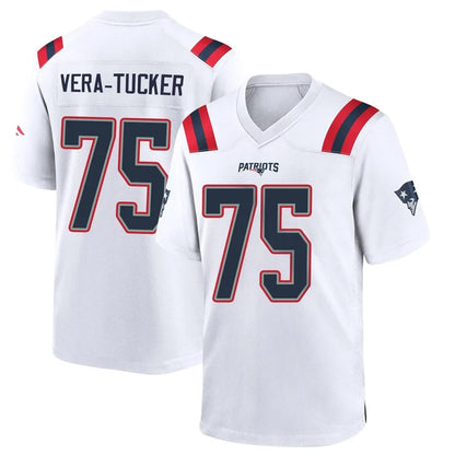 Tlead NE.Patriots #75 Alijah Vera-Tucker Player White Home Game Stitched Jerseys