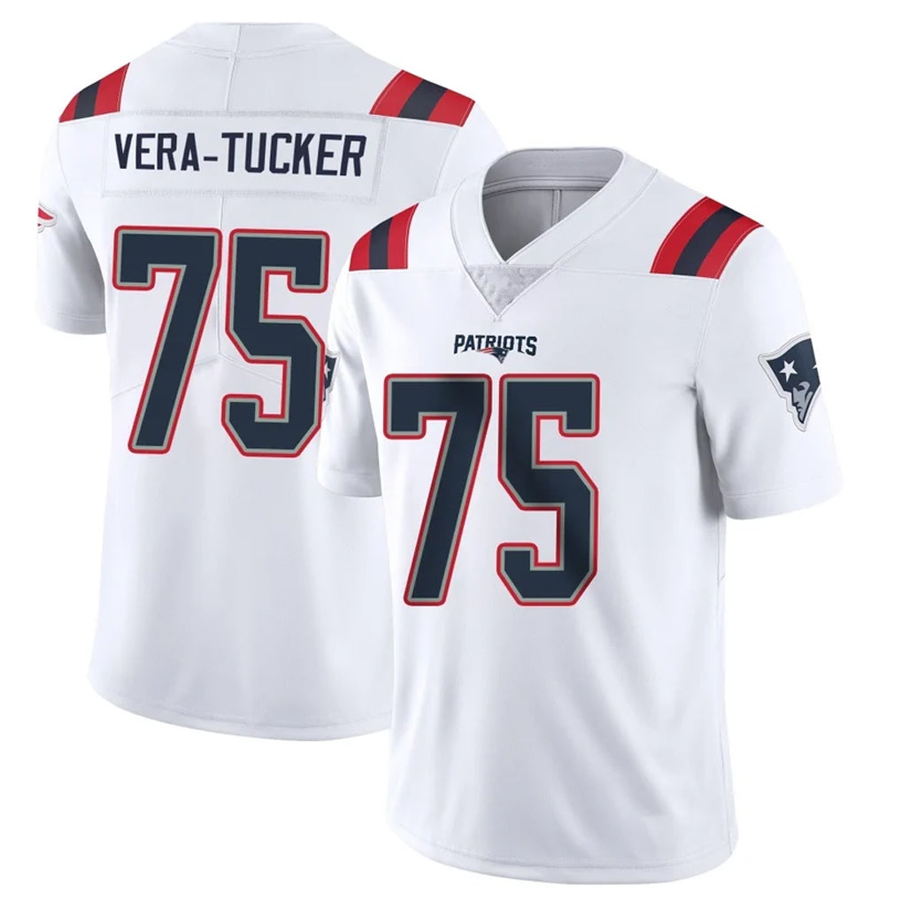 Tlead NE.Patriots #75 Alijah Vera-Tucker Player White Vapor Untouchable Home Game Stitched Jerseys