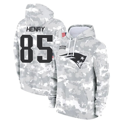Tlead NE.Patriots #85 Hunter Henry Player Arctic Camo Salute to Service Pullover Hoodies Limited Game Stitched Jerseys