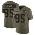 Tlead NE.Patriots #85 Hunter Henry Player Olive 2025 Salute To Service Limited Stitched Jerseys