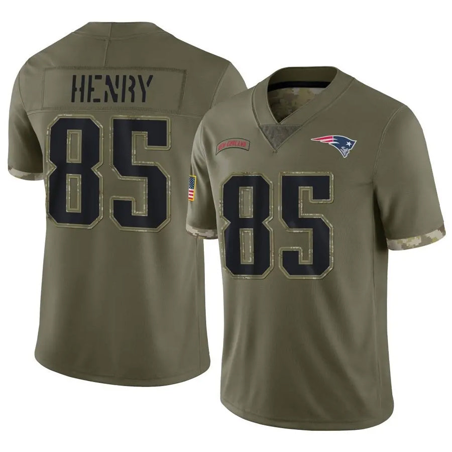 Tlead NE.Patriots #85 Hunter Henry Player Olive Salute To Service Limited Stitched Jerseys