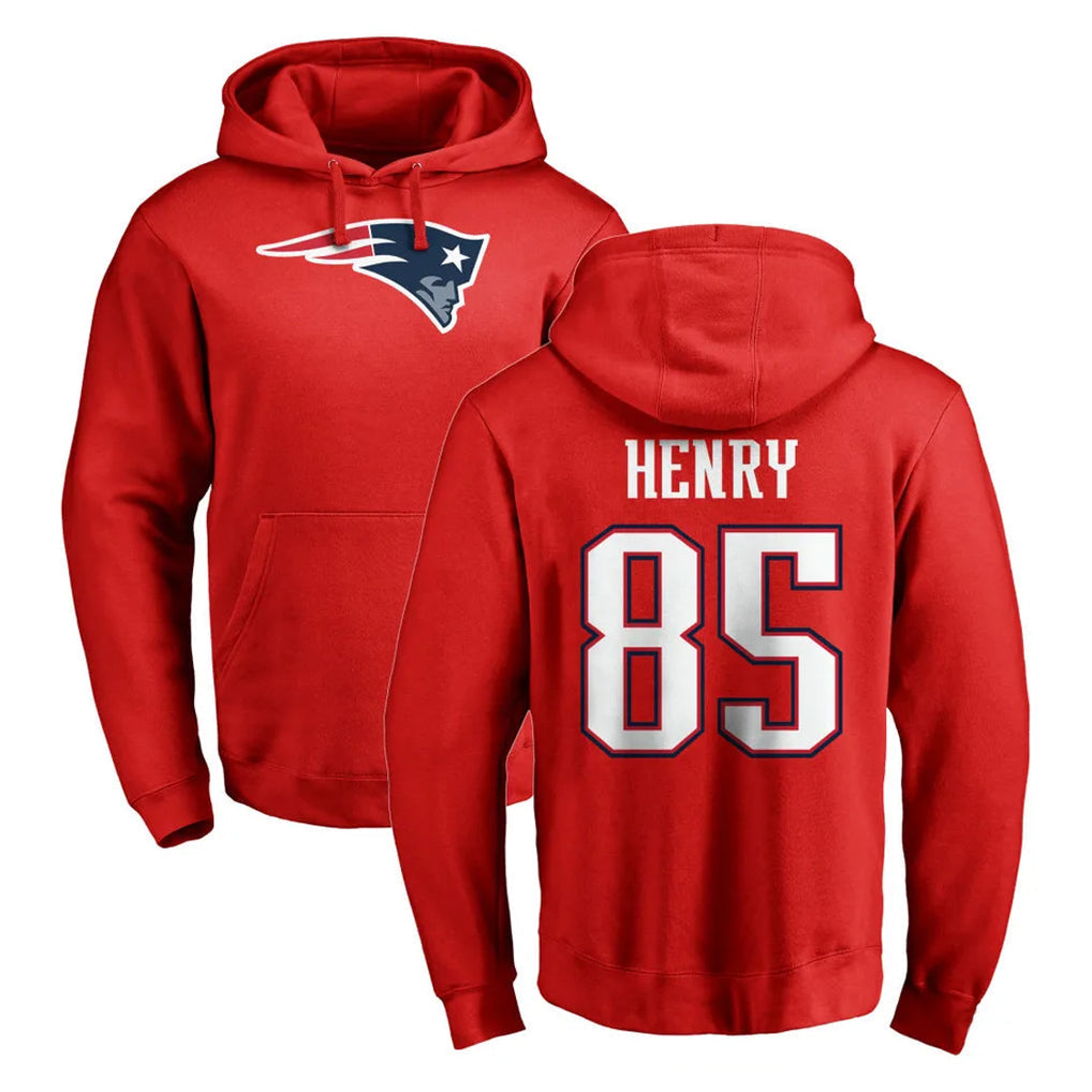 Tlead NE.Patriots #85 Hunter Henry Player Red LOGO Pullover Hoodies Home Game Stitched Jerseys