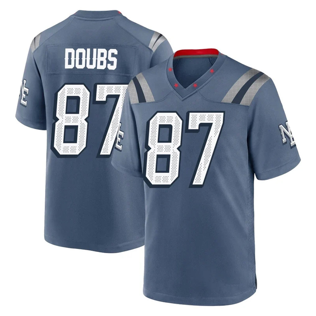 Tlead NE.Patriots #87 Romeo Doubs Player Blue Rivalries Collection Home Game Stitched Jerseys