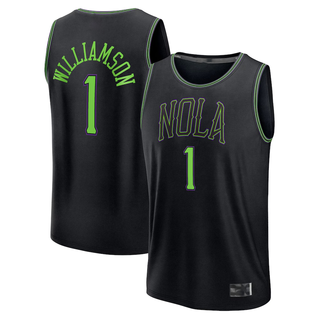 Tlead NO.Pelicans #1 Zion Williamson Black 2025-2026 City Edition Fast Break Stitched Jerseys
