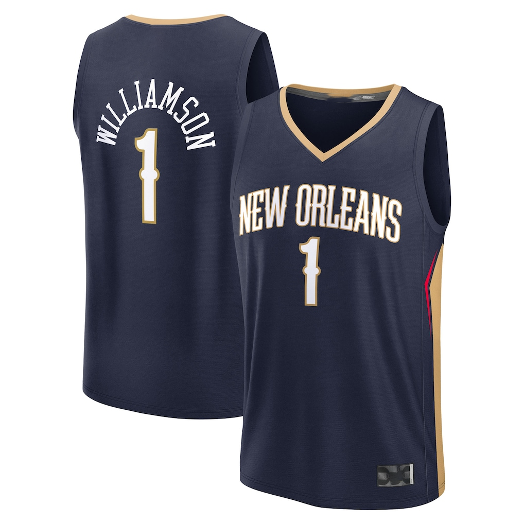 Tlead NO.Pelicans #1 Zion Williamson Navy Replica Fast Break Stitched Jerseys- Icon Edition