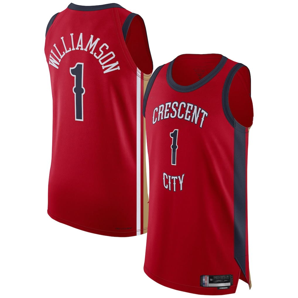 Tlead NO.Pelicans #1 Zion Williamson Red Authentic Stitched Jerseys- Statement Edition