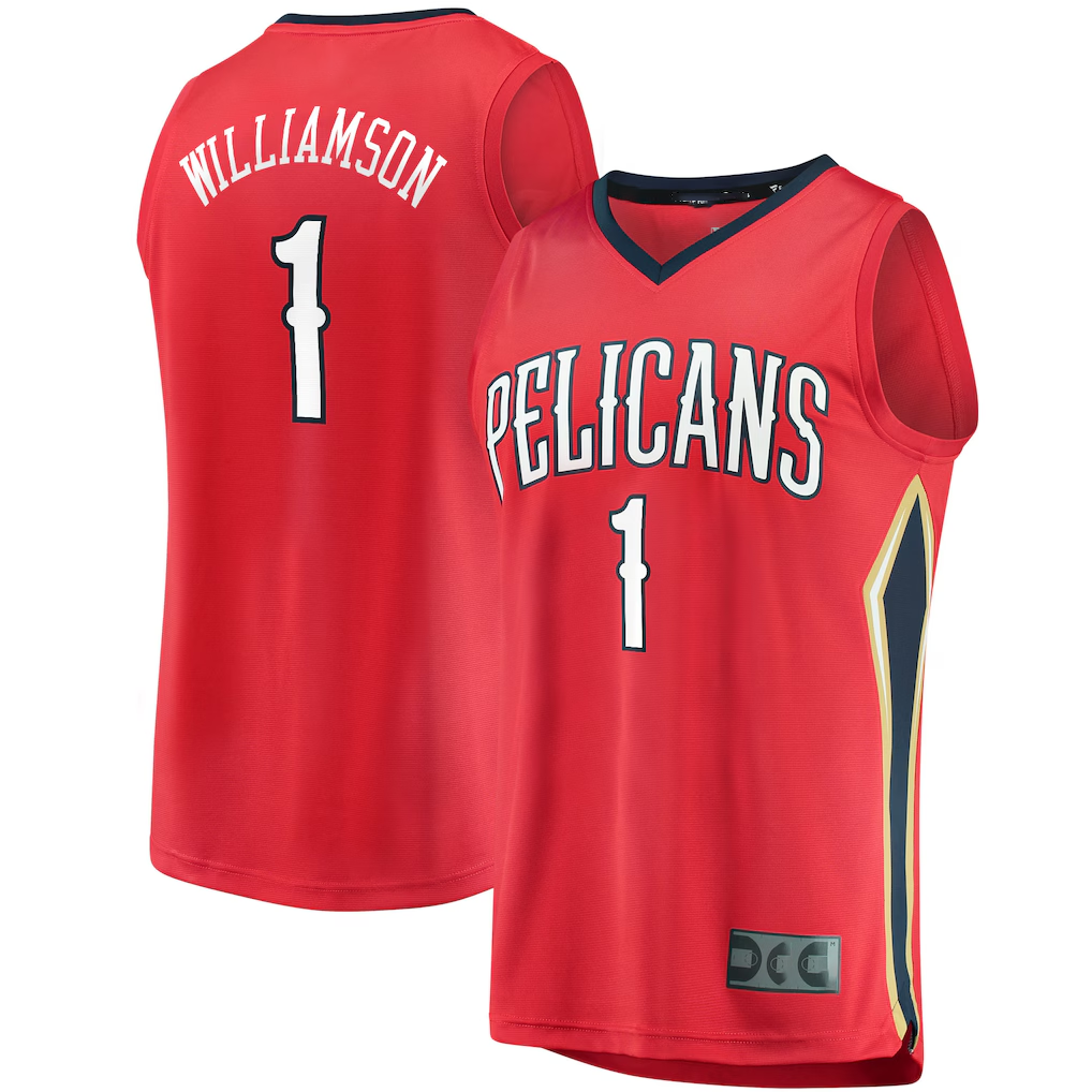 Tlead NO.Pelicans #1 Zion Williamson Red Replica Fast Break Stitched Jerseys- Statement Edition