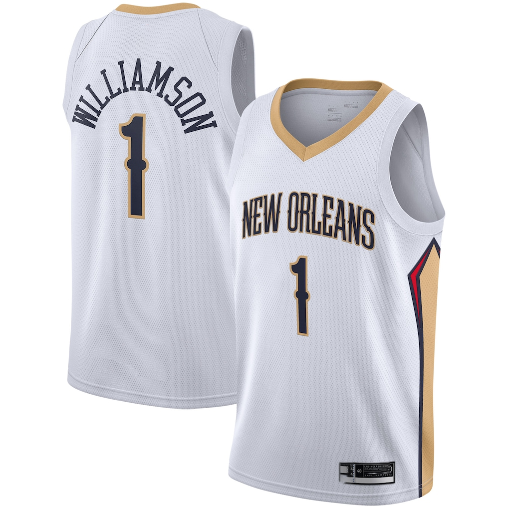 Tlead NO.Pelicans #1 Zion Williamson White 2019-2020 Swingman Stitched Jerseys- Association Edition