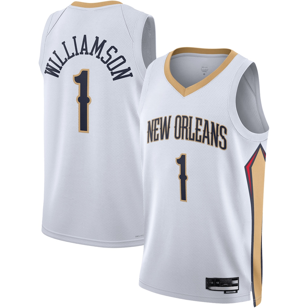 Tlead NO.Pelicans #1 Zion Williamson White Swingman Stitched Jerseys- Association Edition