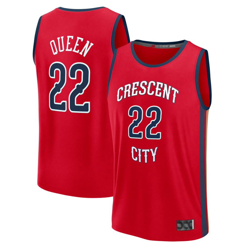 Tlead NO.Pelicans #22 Derik Queen Red Fast Break Replica Player Stitched Jerseys- Statement Edition
