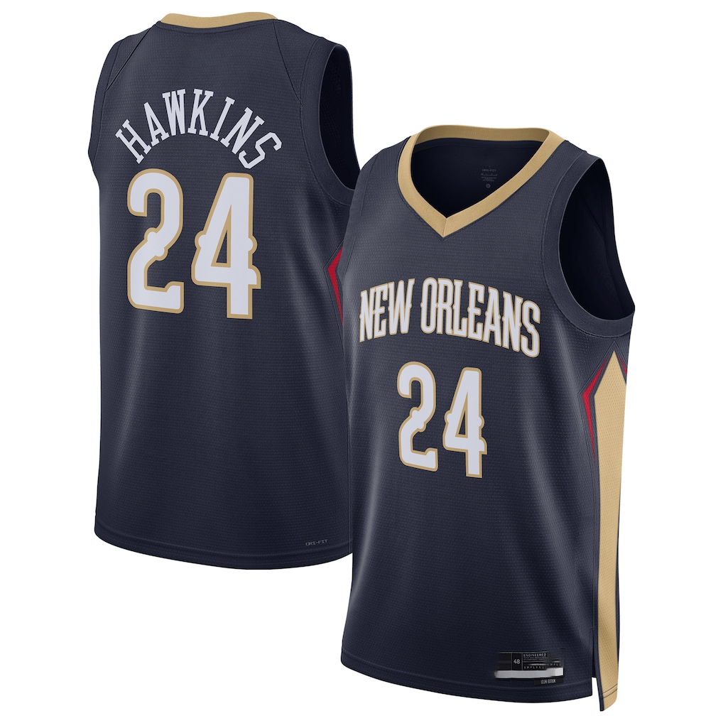Tlead NO.Pelicans #24 Jordan Hawkins Navy Swingman Stitched Jerseys- Icon Edition