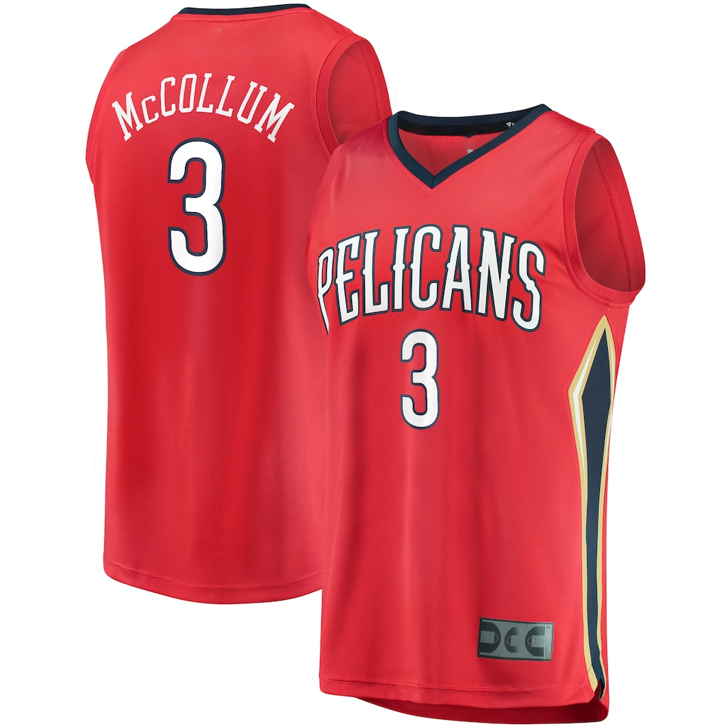 Tlead NO.Pelicans #3 C.J. McCollum Red Fast Break Replica Player Stitched Jerseys- Statement Edition