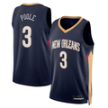 Tlead NO.Pelicans #3 Jordan Poole Navy Swingman Stitched Jerseys- Icon Edition
