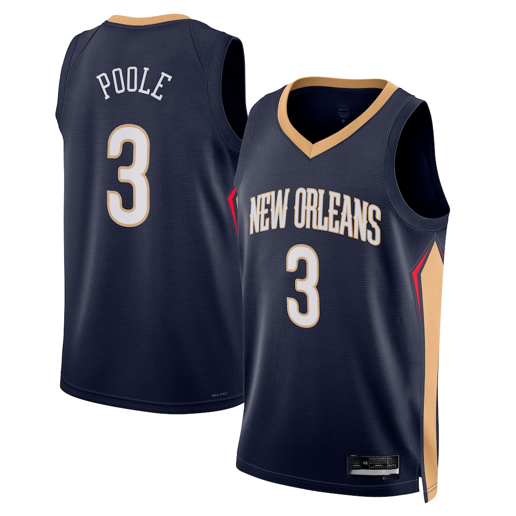 Tlead NO.Pelicans #3 Jordan Poole Navy Swingman Stitched Jerseys- Icon Edition