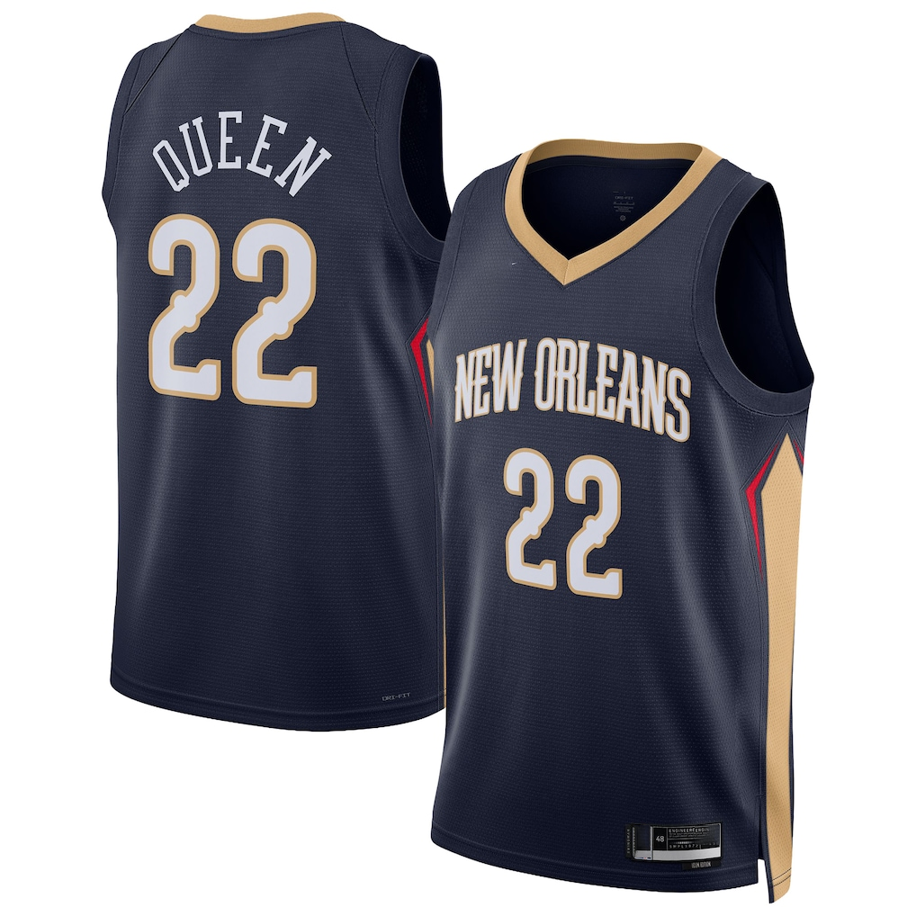Tlead NO.Pelicans #22 Derik Queen Navy Swingman Stitched Jerseys- Icon Edition