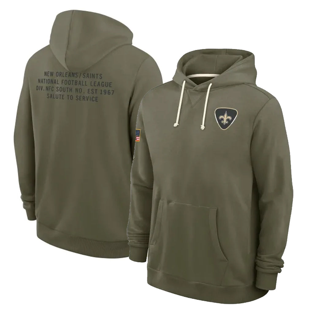 Tlead NO.Saints Olive Salute to Service Pullover Hoodies Limited Blank Player Stitched Jerseys