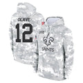 Tlead NO.Saints #12 Chris Olave Player Arctic Camo Salute to Service Pullover Hoodies Limited Game Stitched Jerseys
