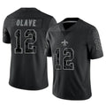 Tlead NO.Saints #12 Chris Olave Player Black Limited Reflective Home Game Stitched Jerseys