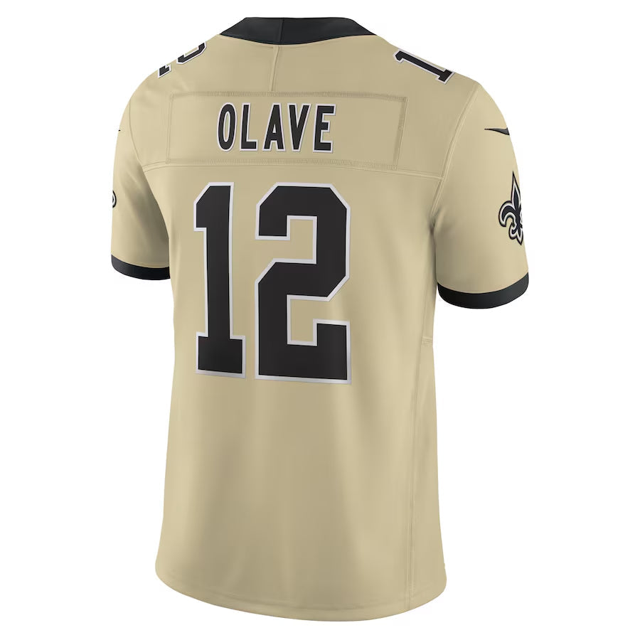 Tlead NO.Saints #12 Chris Olave Player Gold Alternate Vapor F.U.S.E. Limited Stitched Jerseys