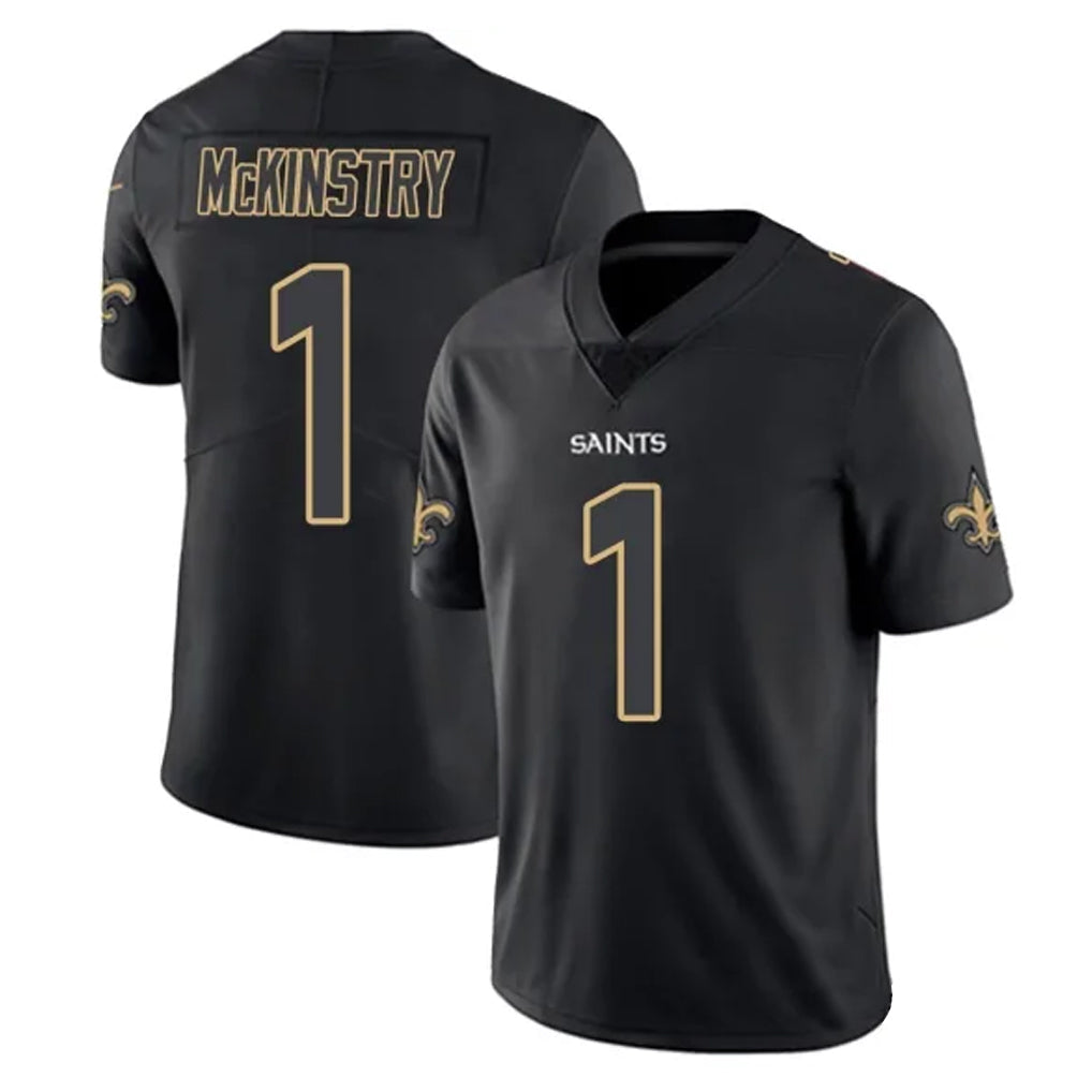 Tlead NO.Saints #1 Kool-Aid McKinstry Player Black Impact Limited Home Game Stitched Jerseys