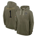 Tlead NO.Saints #1 Kool-Aid McKinstry Player Olive Salute to Service Pullover Hoodies Limited Stitched Jerseys