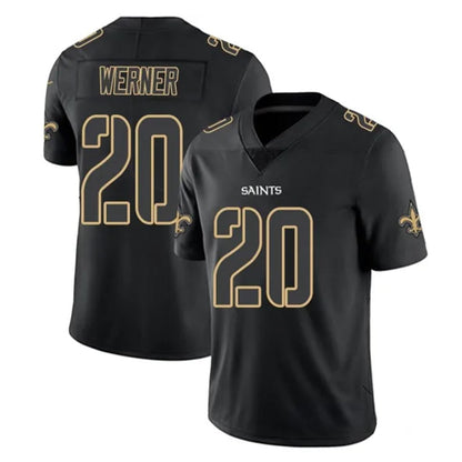 Tlead NO.Saints #20 Pete Werner Player Black Impact Limited Home Game Stitched Jerseys