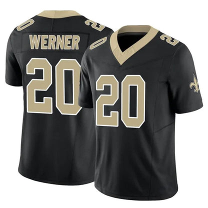 Tlead NO.Saints #20 Pete Werner Player Black Limited Vapor F.U.S.E. Home Game Stitched Jerseys