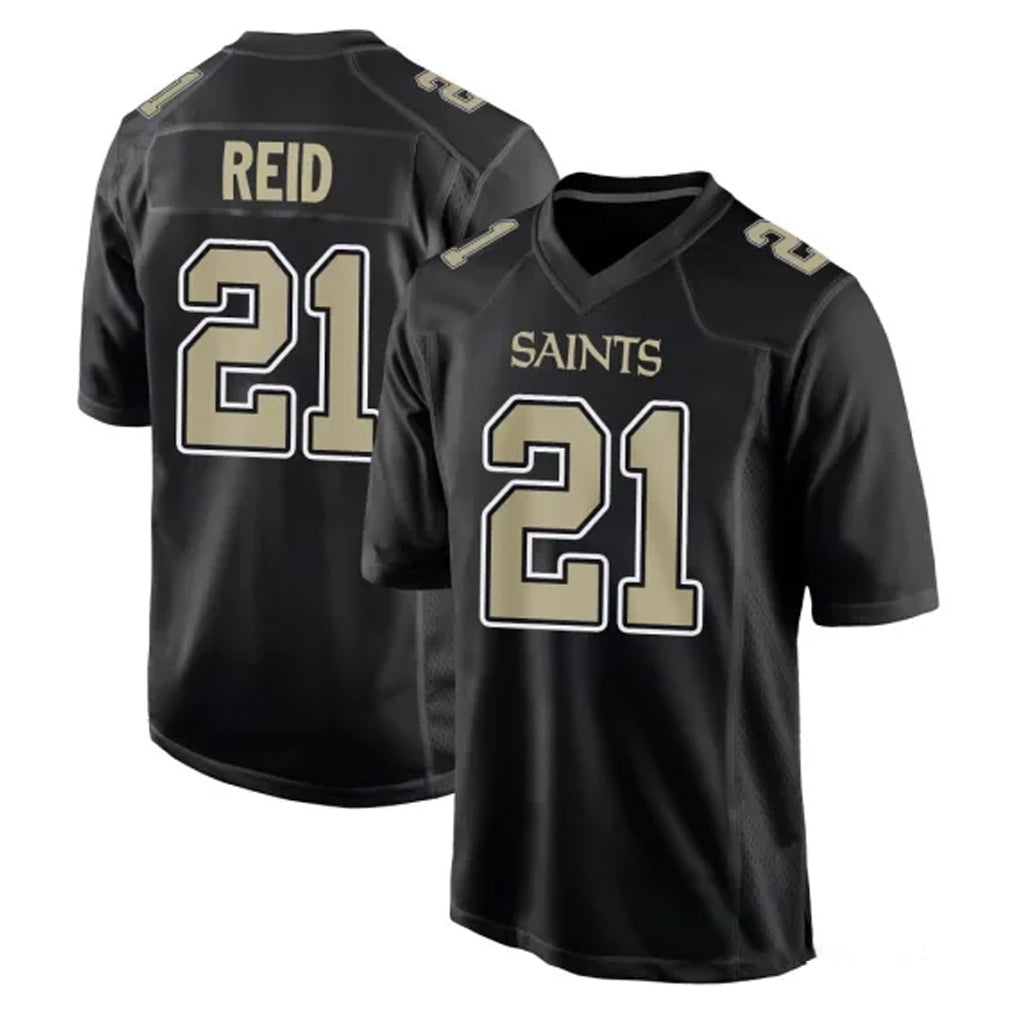 Tlead NO.Saints #21 Justin Reid Player Black Carbon Fashion Home Game Stitched Jerseys