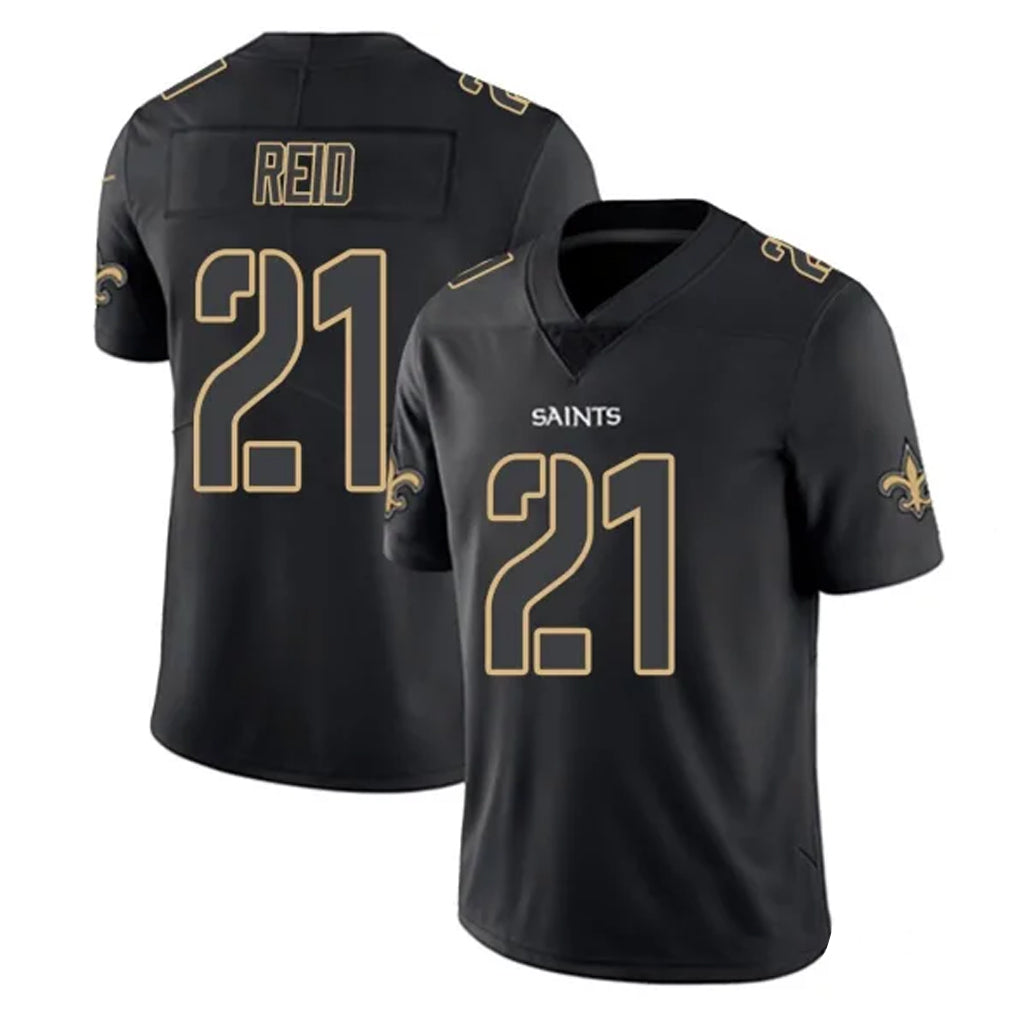 Tlead NO.Saints #21 Justin Reid Player Black Impact Limited Home Game Stitched Jerseys
