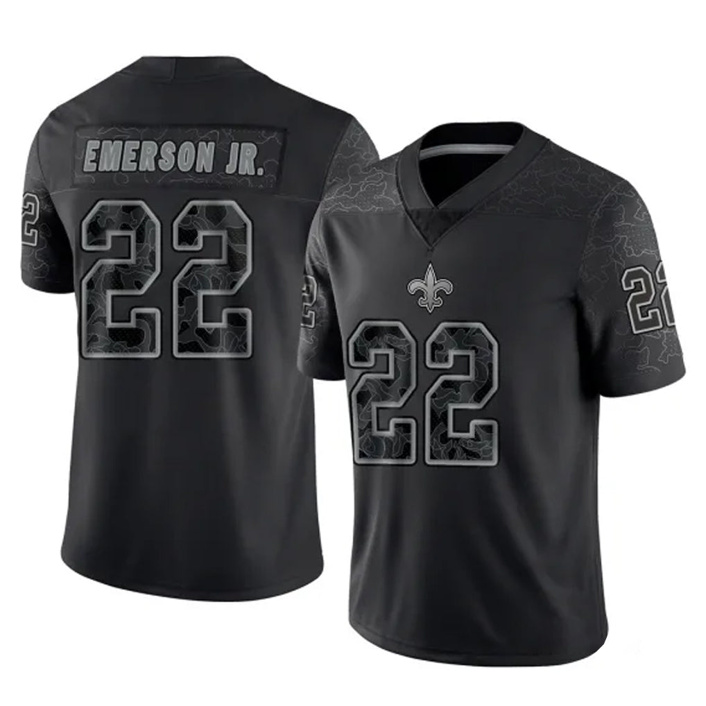 Tlead NO.Saints #22 Martin Emerson Jr. Player Black Limited Reflective Home Game Stitched Jerseys
