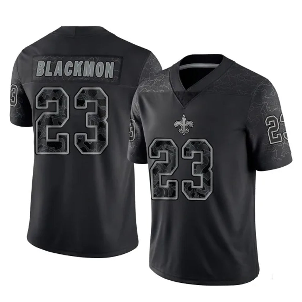 Tlead NO.Saints #23 Julian Blackmon Player Black Limited Reflective Home Game Stitched Jerseys