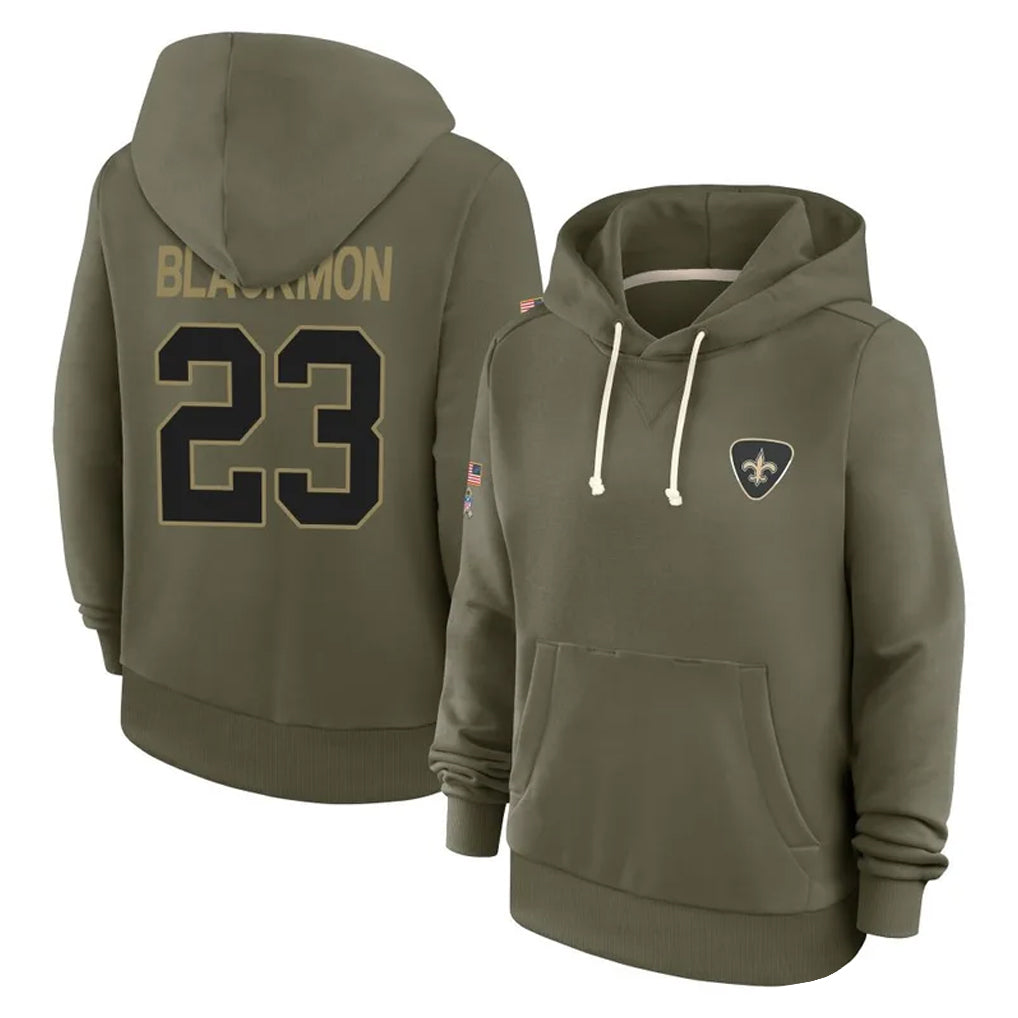 Tlead NO.Saints #23 Julian Blackmon Player Olive Salute to Service Pullover Hoodies Limited Stitched Jerseys
