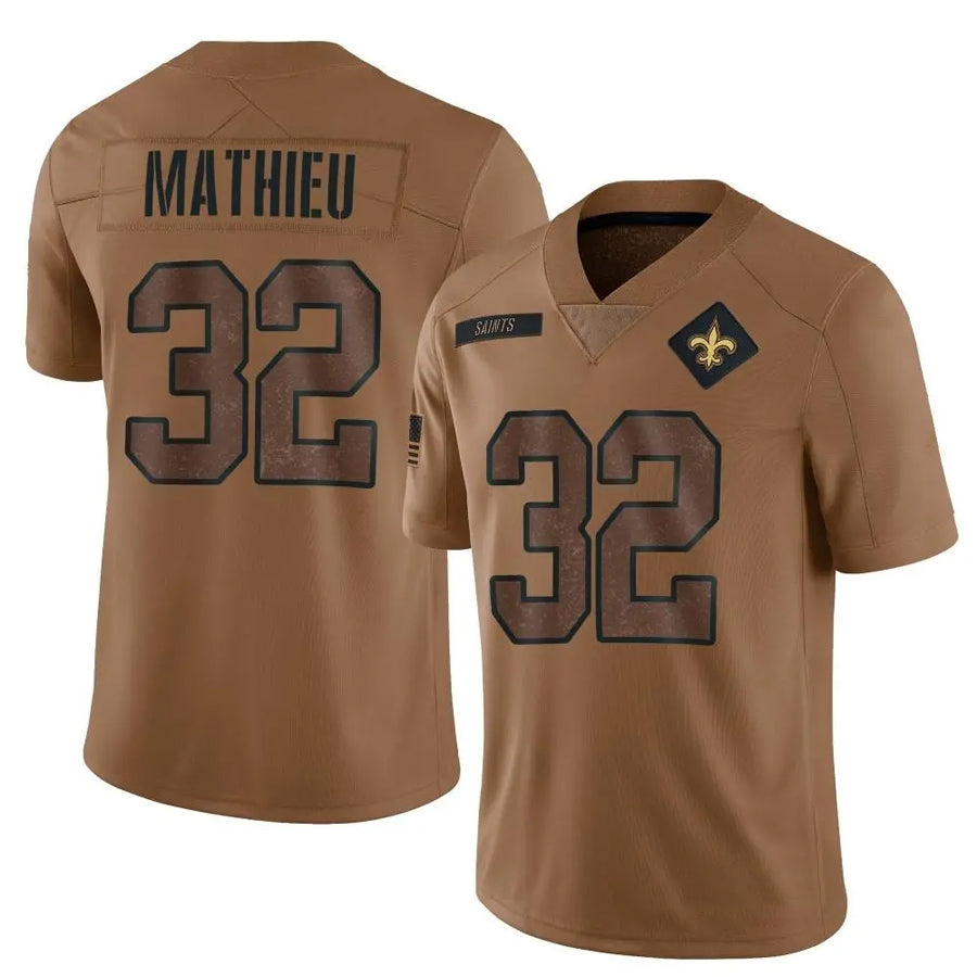 Tlead NO.Saints #32 Tyrann Mathieu Player Brown Salute To Service Limited Stitched Jerseys