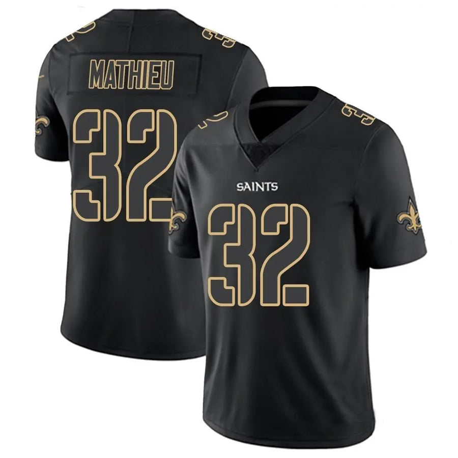Tlead NO.Saints #32 Tyrann Mathieu Player Limited Black Impact Stitched Jerseys