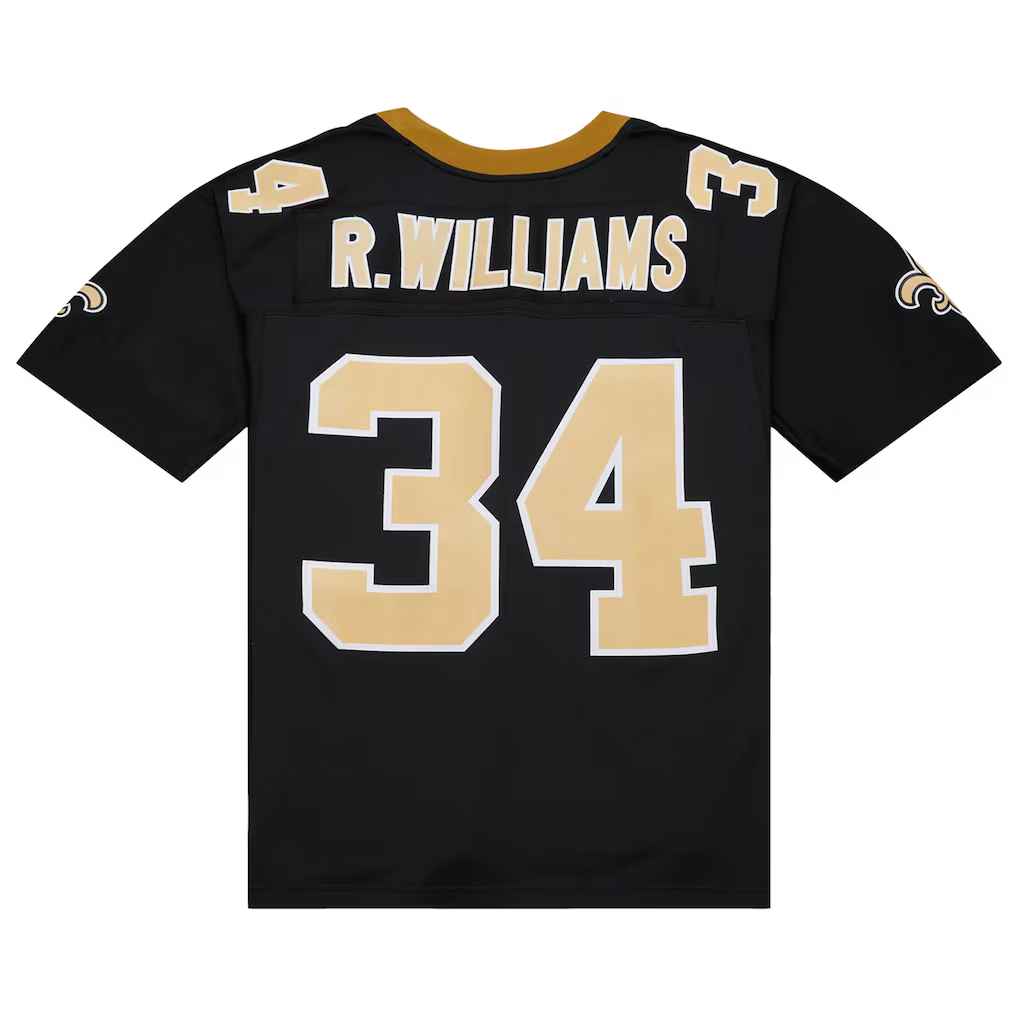 Tlead NO.Saints #34 Ricky Williams Mitchell & Ness Black 1999 Legacy Replica Stitched Puhic Jersey