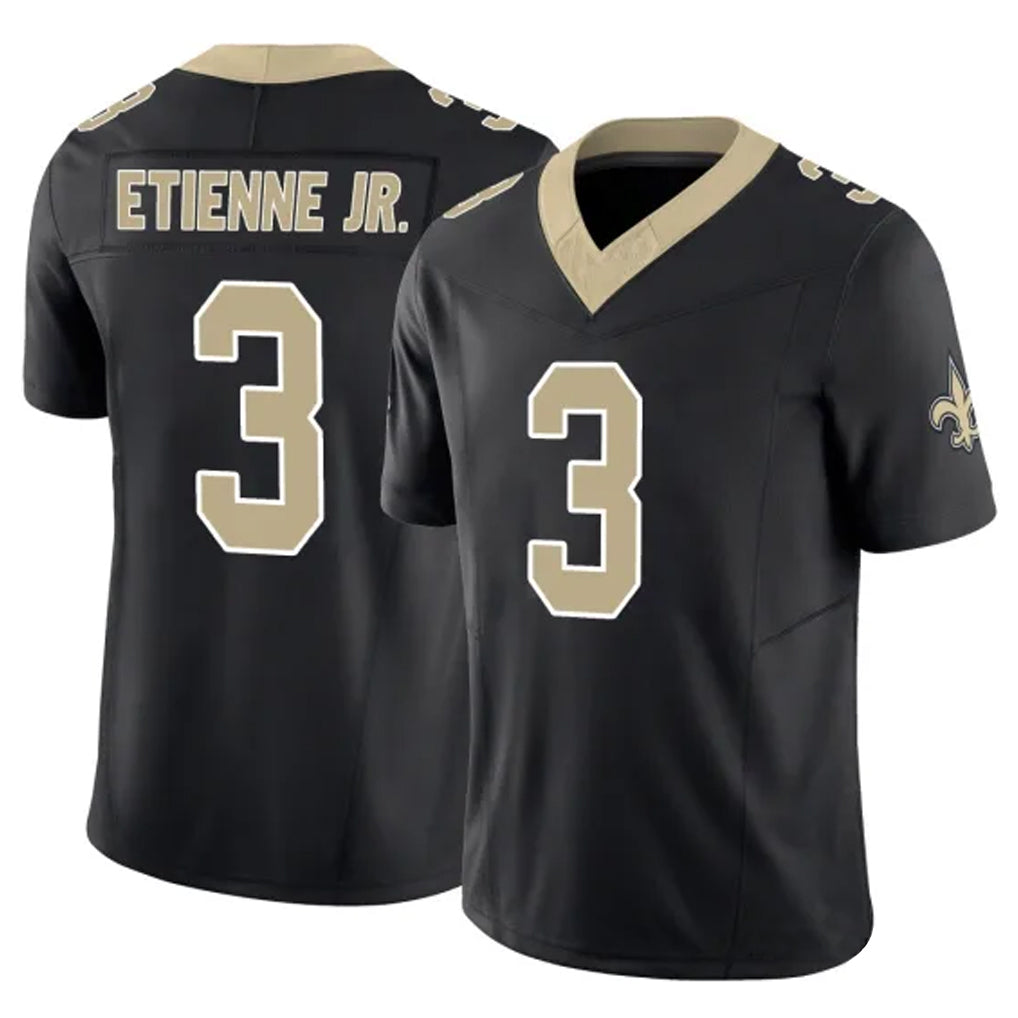 Tlead NO.Saints #3 Travis Etienne Jr. Player Black Limited Vapor F.U.S.E. Home Game Stitched Jerseys