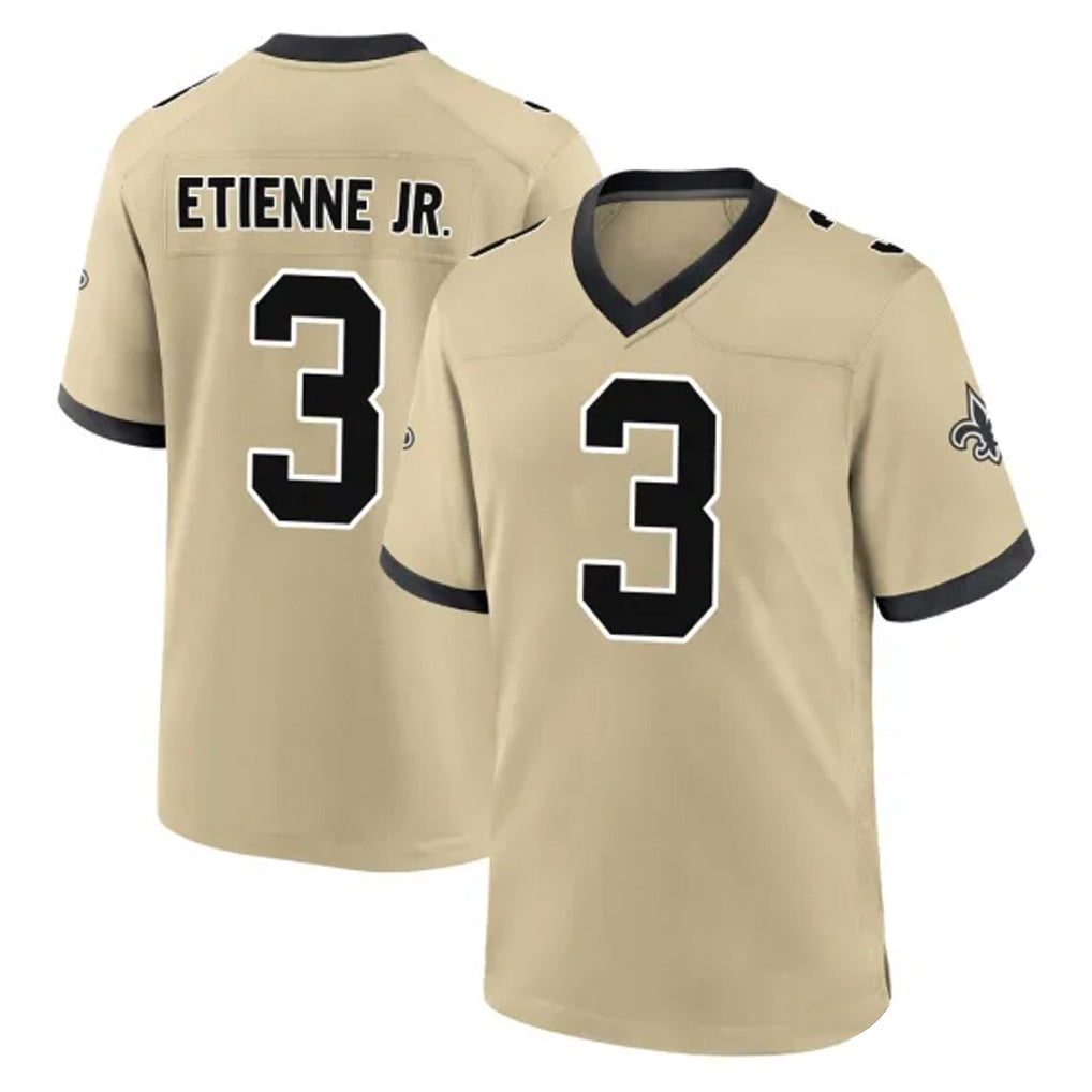 Tlead NO.Saints #3 Travis Etienne Jr. Player Gold Home Game Stitched Jerseys